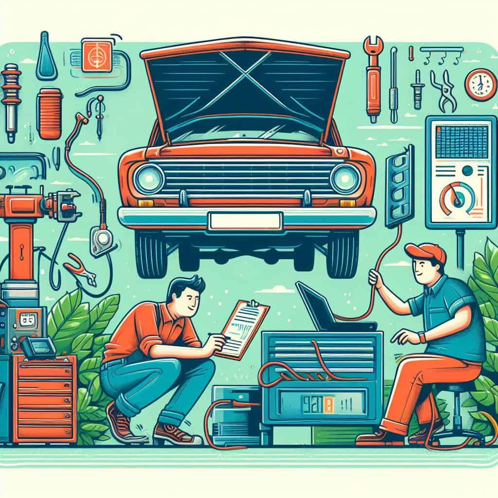 Illustration of a car getting a tune up