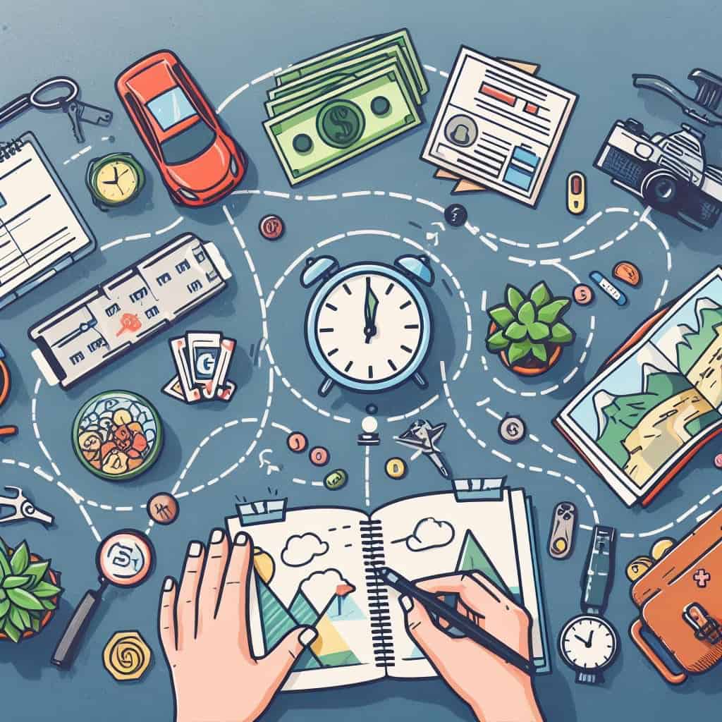 How To Plan a Road Trip: Illustration of someone planning a road trip itinerary